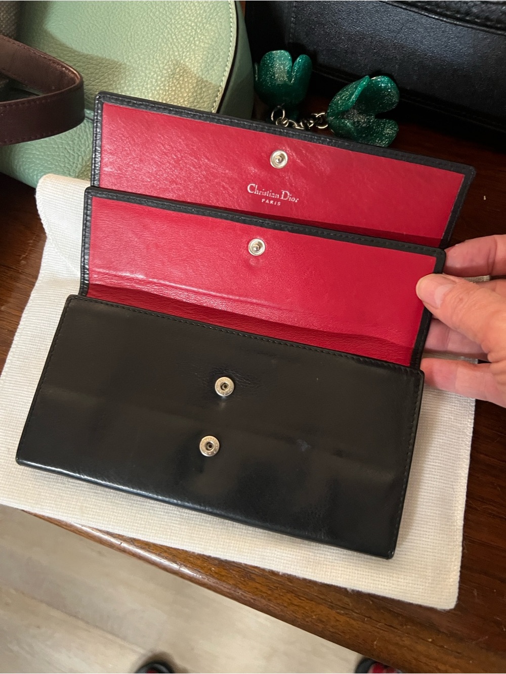 Dior Vintage Black Leather Continental Wallet with CD Emblem - Picture 5 of 8